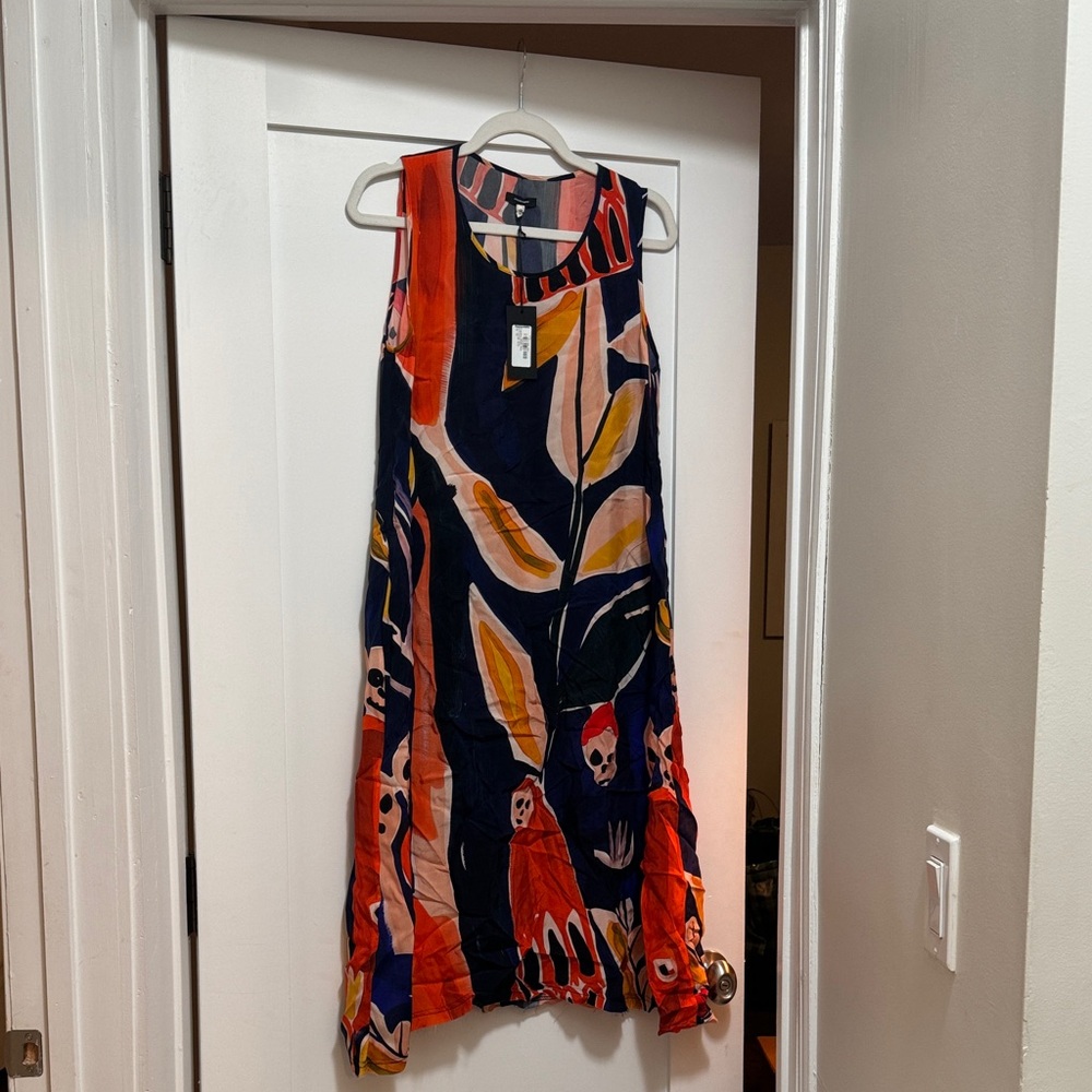 R13 Colorful Abstract Silk Sleeveless Dress
